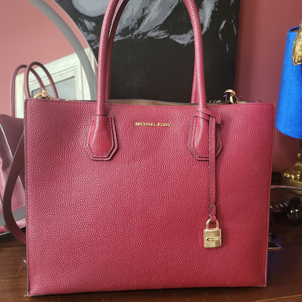 Michael Kors Red Satchel with Gold-Toned Lock